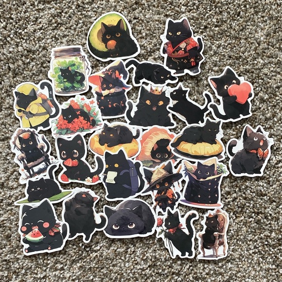 Other - 🖤 pack of Charming Black Cat Sticker Set